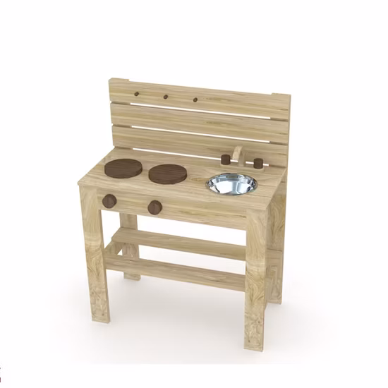 木製屋外マッドキッチン アクセサリー付き 木のおもちゃ