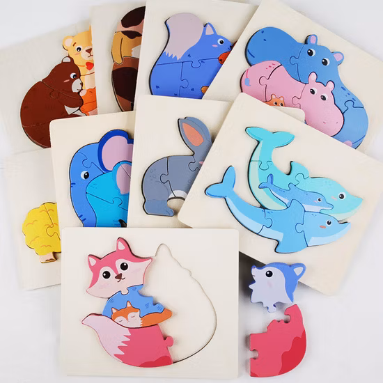 動物パズルボード木製ビルディングブロック 3D ジグソーパズル