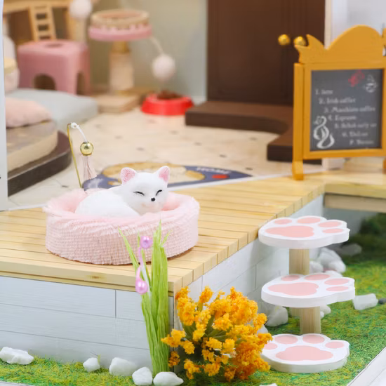 2023 ホット販売コーヒーショップ DIY ミニチュアドールハウスおもちゃ木製ドールハウス