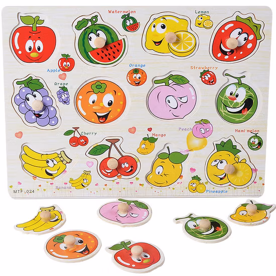 モンテッソーリ木製パズルハンドグラブボードおもちゃタングラムジグソー赤ちゃん知育玩具漫画車両動物果物 3D パズル